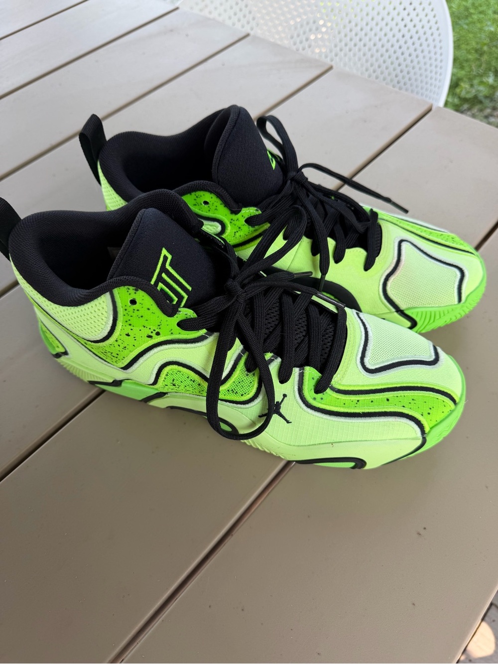 Jordan Neon Green and Black Low-Top Sneakers